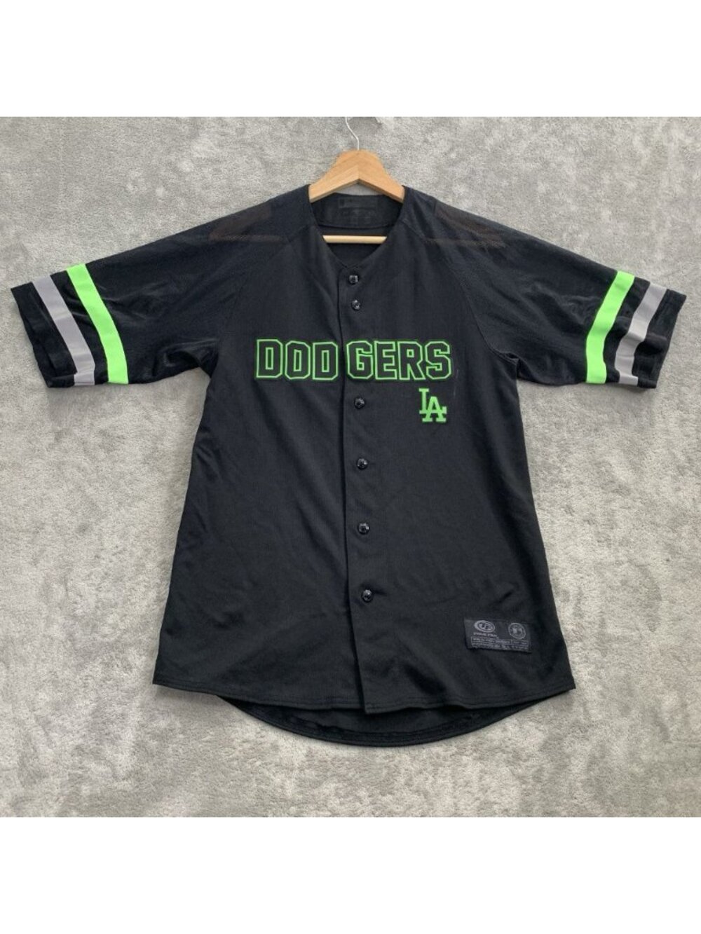 True Fan Jersey Youth Boys Small Los Angeles Dodgers Black Green MLB Baseball
